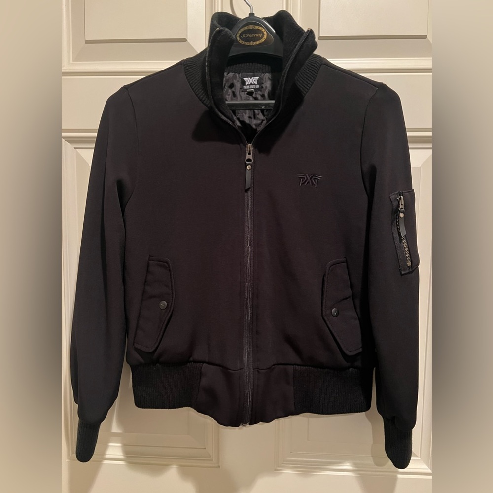 PXG woman’s sz M cropped waist bomber golf jacket black mint